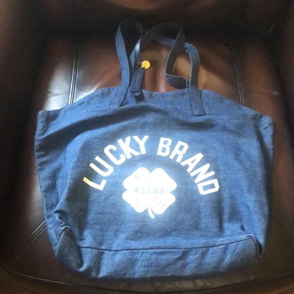LUCKY 🍀 BRAND DENIM LARGE TOTE BAG 16x16x4” - Picture 10 of 10